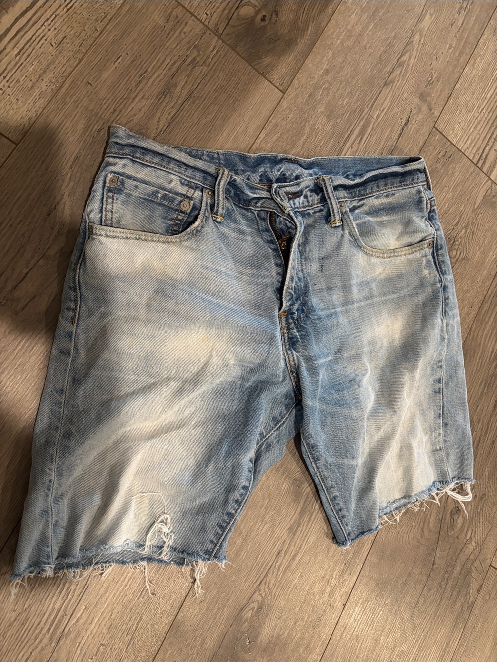 Light Blue Washed Denim Shorts